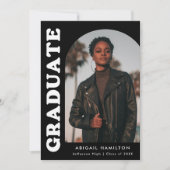 オフセットアーチブラックフォト卒業パーティー 招待状 (正面)