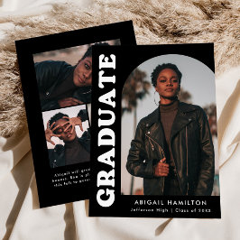 オフセットアーチブラック4フォト卒業 案内状