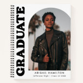 オフセットアーチブラック&ホワイト卒業ゲストブック ノートブック (正面)