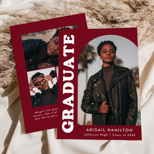 オフセットアーチブルゴーニュ4写真卒業 案内状