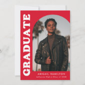 オフセットアーチレッド4写真卒業 案内状 (正面)