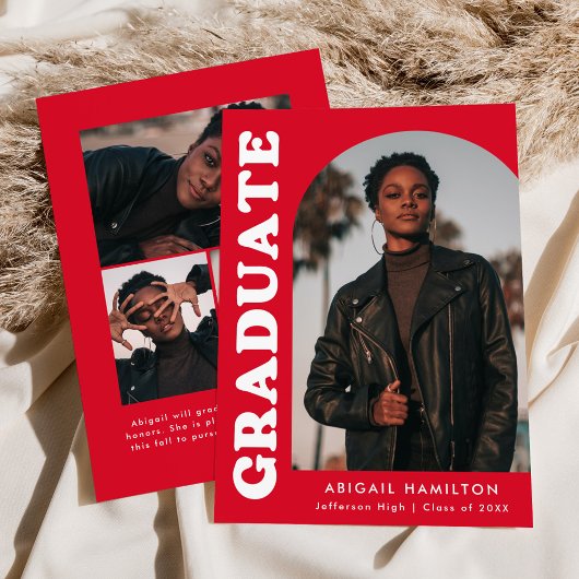 オフセットアーチレッド4写真卒業 案内状