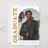 オフセットアーチ金ゴールド4写真卒業 案内状 (正面)