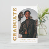 オフセットアーチ金ゴールド4写真卒業 案内状 (スタンド正面)