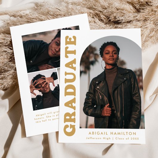 オフセットアーチ金ゴールド4写真卒業 案内状