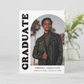 オフセットアーチ黒白4枚の写真卒業 案内状 (スタンド正面)