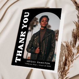 オフセットアーチ ブラック＆ホワイト 4 枚の写真 卒業 サンキューカード