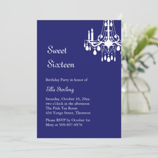 オフセットグランド社交ダンス誕生日招待状(インディゴ) 招待状 (スタンド正面)