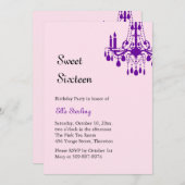 オフセットグランド社交ダンス誕生日招待状(紫) 招待状 (正面/裏面)