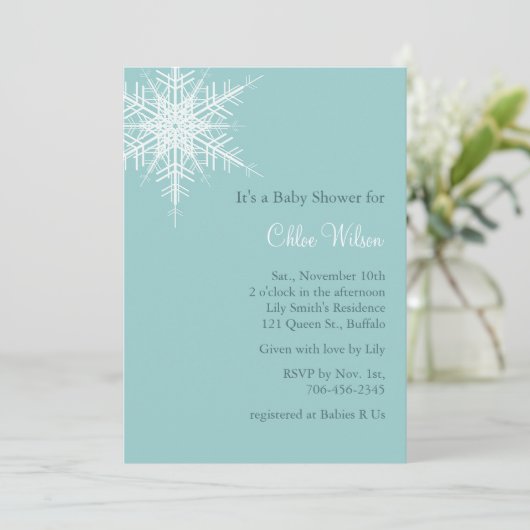 オフセットスノーターコイズベビーシャワー招待状 招待状 (スタンド正面)