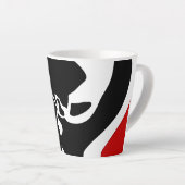オフセットチャンバー：抽象芸術ブラック、ホワイト、レッド カフェラテマグ (右アングル)