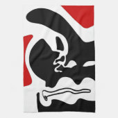 オフセットチャンバー:抽象芸術ブラック、ホワイト、レッド キッチンタオル (縦)