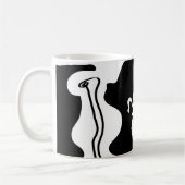 オフセットチャンバー：抽象芸術ブラック、ホワイト、レッド コーヒーマグカップ (左)