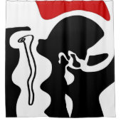 オフセットチャンバー：抽象芸術ブラック、ホワイト、レッド シャワーカーテン (正面)