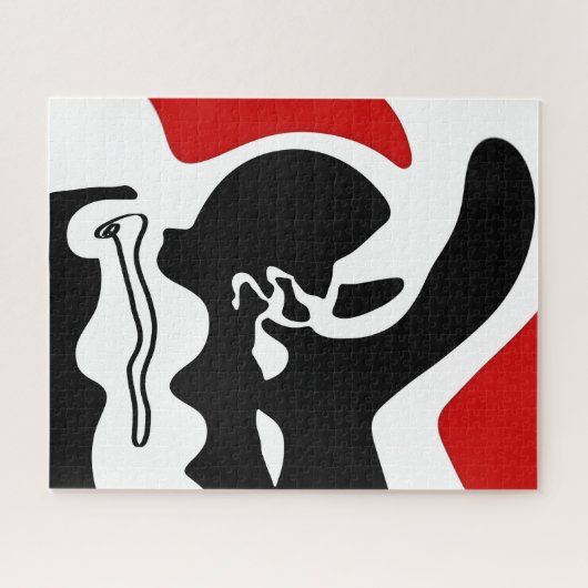 オフセットチャンバー:抽象芸術ブラック、ホワイト、レッド ジグソーパズル (横)