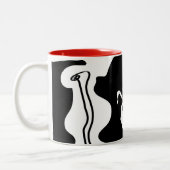 オフセットチャンバー：抽象芸術ブラック、ホワイト、レッド ツートーンマグカップ (左)
