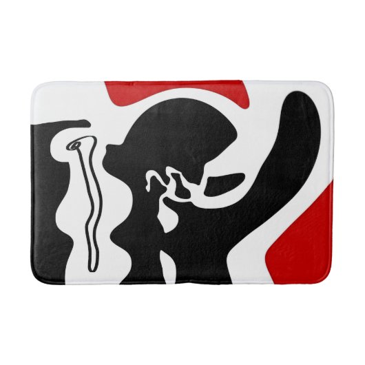 オフセットチャンバー：抽象芸術ブラック、ホワイト、レッド バスマット (正面)