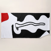 オフセットチャンバー：抽象芸術ブラック、ホワイト、レッド ビーチタオル (正面)
