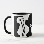 オフセットチャンバー：抽象芸術ブラック、ホワイト、レッド マグカップ (左)