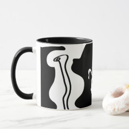 オフセットチャンバー：抽象芸術ブラック、ホワイト、レッド マグカップ