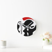 オフセットチャンバー:抽象芸術ブラック、ホワイト、レッド ラウンド壁時計 (ホーム)