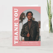 オフセットピンクアーチ4写真卒業 サンキューカード (正面)