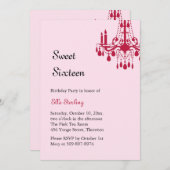 オフセット大社交ダンス誕生日招待状（赤） 招待状 (正面/裏面)