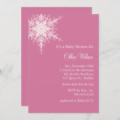 オフセット雪ピンク赤ちゃんシャワー招待状 招待状 (正面/裏面)