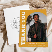 オフセット黄色オレンジアーチ写真卒業 サンキューカード