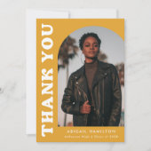 オフセット黄色オレンジアーチ写真卒業 サンキューカード (正面)