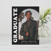 オフセット アーチ ブラック フォト 卒業パーティー 招待状 (スタンド正面)