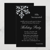 オフセット ブラック クリスタル スノーフレーク ホリデー インビテーション (正面/裏面)