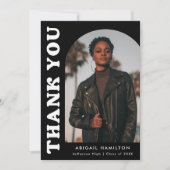 オフセットArch白黒フォト卒業 サンキューカード (正面)