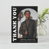 オフセットArch白黒フォト卒業 サンキューカード (スタンド正面)