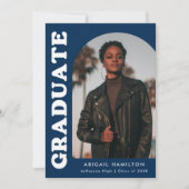 オフセットArch Navy Blue 4写真卒業 案内状 (正面)