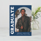 オフセットArch Navy Blue 4写真卒業 案内状 (スタンド正面)