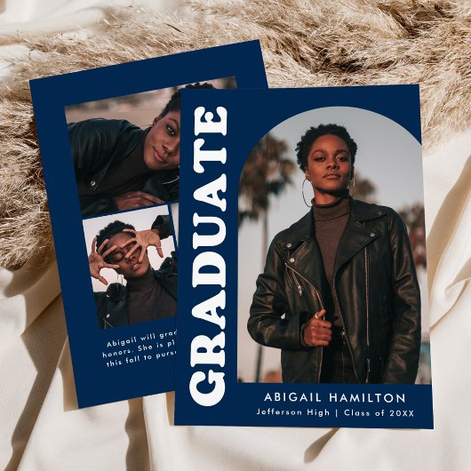 オフセットArch Navy Blue 4写真卒業 案内状