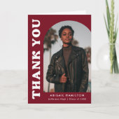 オフセットBurgundy Arch 4写真卒業 サンキューカード (正面)