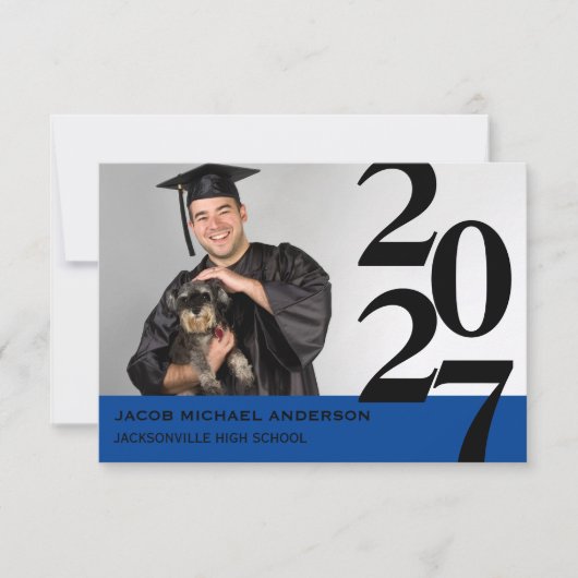 オフセンター・ナンバーズ – 3 x 5の卒業発表 招待状 (正面)