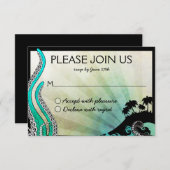 オフビート島の宛先ウェディングRSVPカード 出欠カード (正面/裏面)