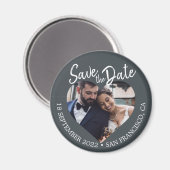 オフブラックの写真 現代スクリプト セーブ・ザ・デート マグネット (正面/裏面)