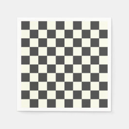 オフブラックチェッカーボードとオフホワイトチェッカーボード スタンダードカクテルナプキン