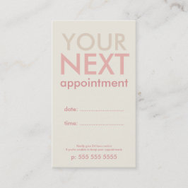 オフホミニマルワイト&ピンクの基本アポイントメントカード 予約カード