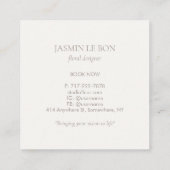 オフホワイトおよびトープ | シックフローララベル スクエア名刺 (裏面)