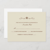 オフホワイトおよびブラウン西部RSVP (ボーダー無し) 出欠カード (正面/裏面)