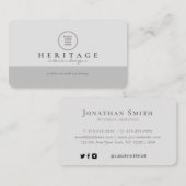 オフホワイトとグレーのプロフェッショナルソーシャルメディアのロゴ 名刺 (正面/裏面)