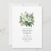 オフホワイトとハンターグリーンフローラ秋の結婚式 招待状 (正面)