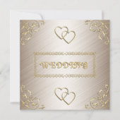 オフホワイトにゴールドのトリムが付いた結婚式の招待状 招待状 (正面)