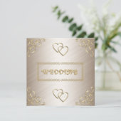 オフホワイトにゴールドトリムの結婚式招待状 招待状 (スタンド正面)