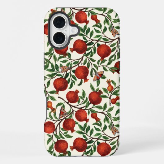 オフホワイトのざくろとベルガモの蛾 iPhoneケース (裏面)